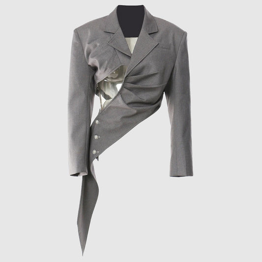 Emilie Partout Silver Sculpted Blazer